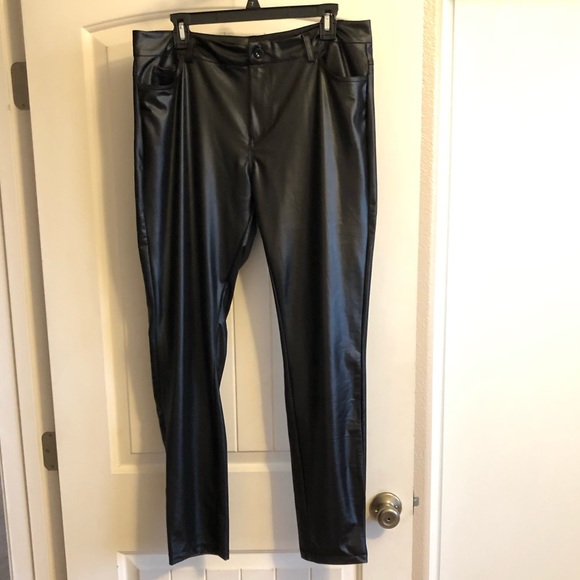 Black Metallic Leather Pants - Picture 3 of 11